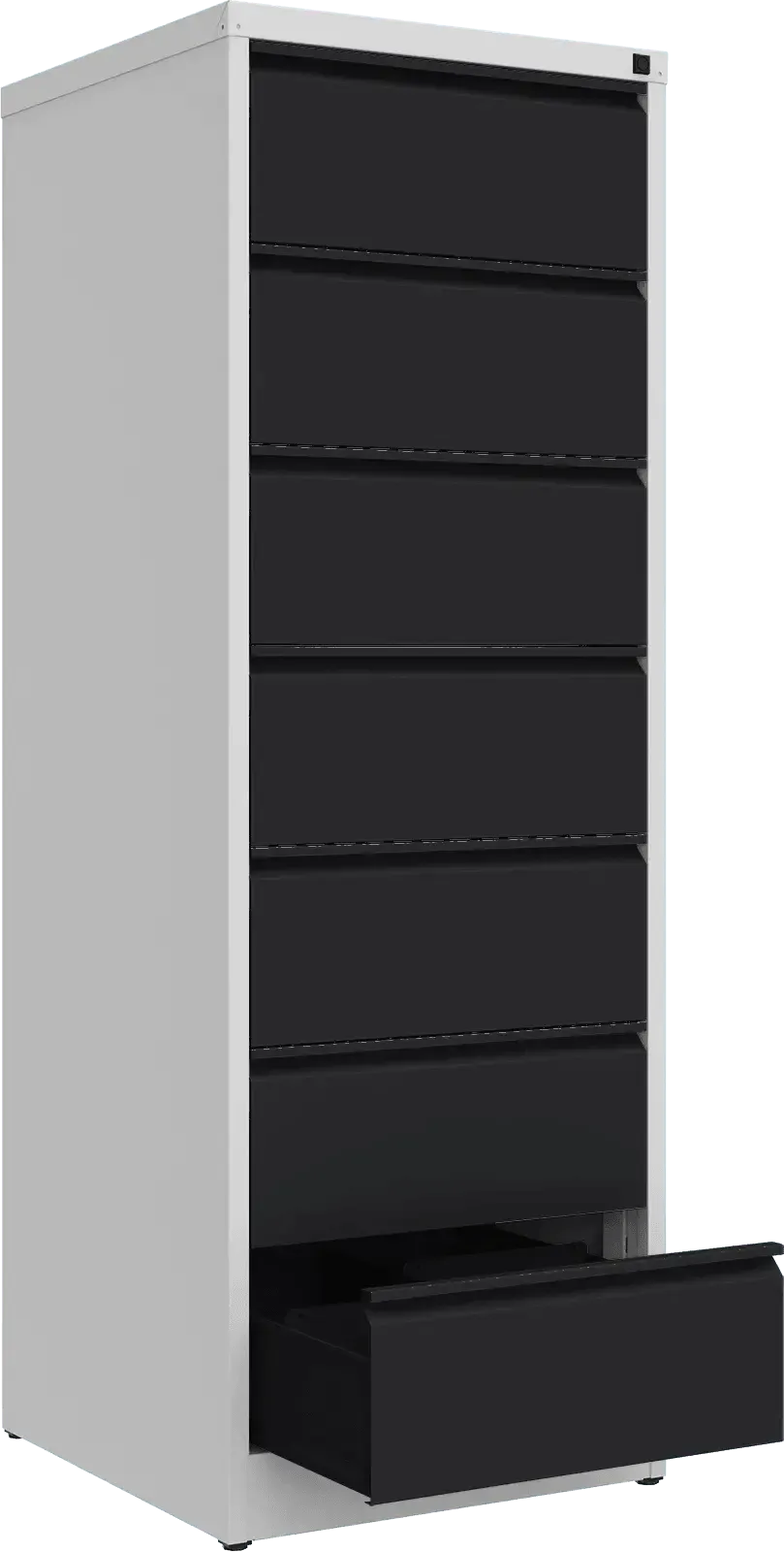 Metallist kartoteegikapp Archive, 1748x608x633 mm, B5-formaadile – helehall / must