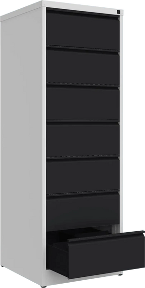 Metallist kartoteegikapp Archive, 1748x608x633 mm, B5-formaadile – helehall / must