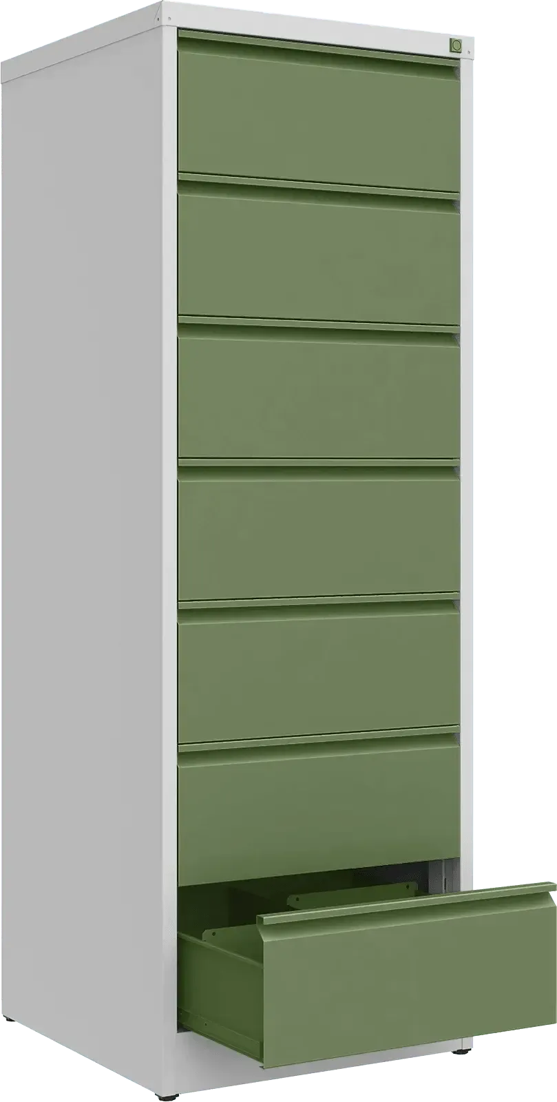 Metallist kartoteegikapp Archive, 1748x608x633 mm, B5-formaadile – helehall / roheline