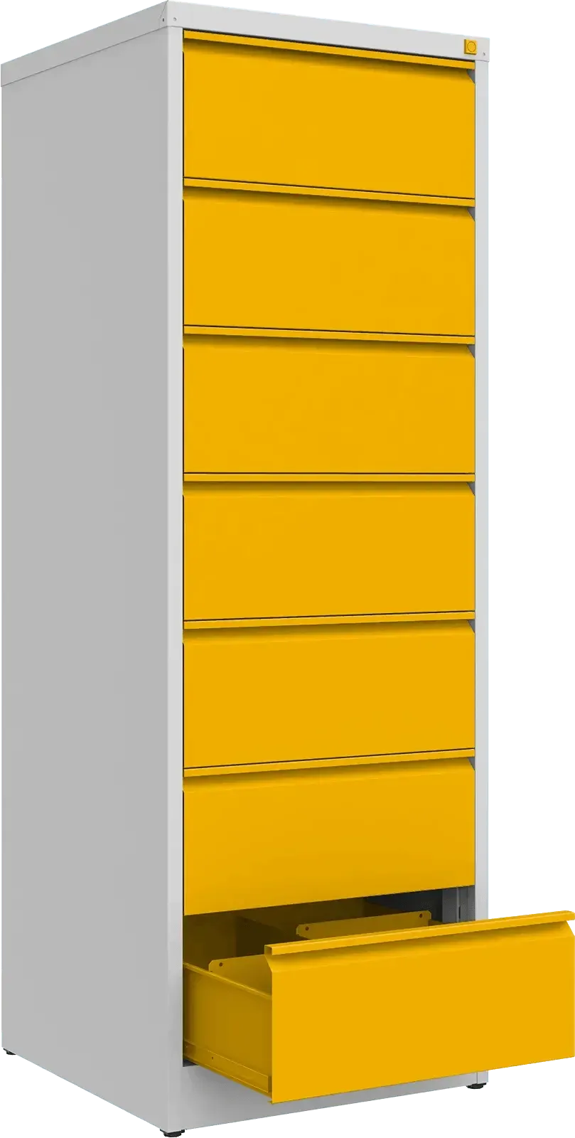 Metallist kartoteegikapp Archive, 1748x608x633 mm, B5-formaadile – helehall / kollane