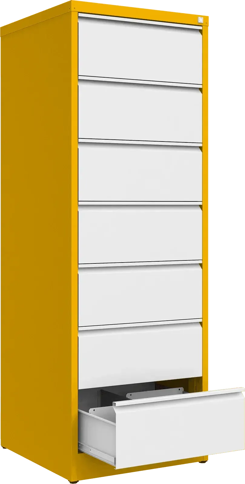 Metallist kartoteegikapp Archive, 1748x608x633 mm, B5-formaadile – kollane / valge