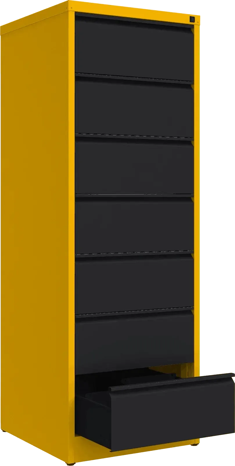 Metallist kartoteegikapp Archive, 1748x608x633 mm, B5-formaadile – kollane / must