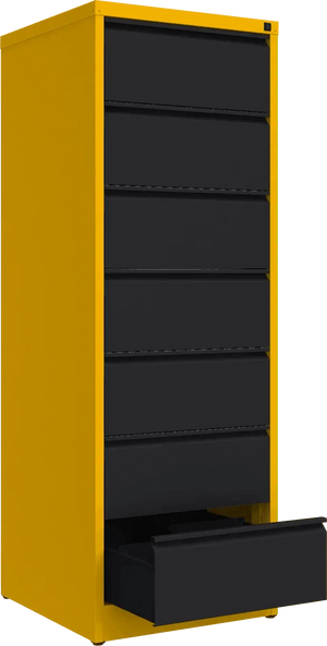 Metallist kartoteegikapp Archive, 1748x608x633 mm, B5-formaadile – kollane / must