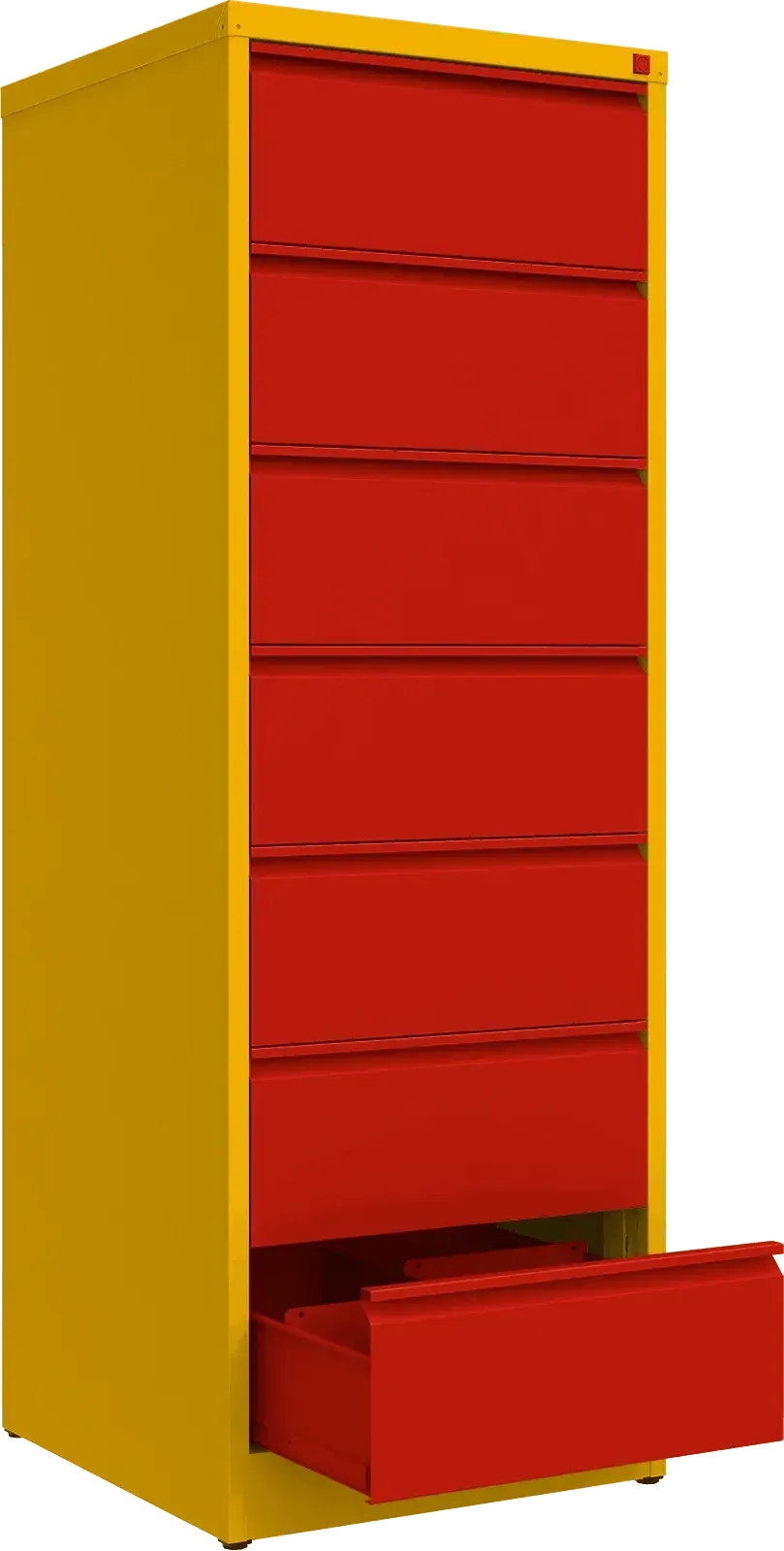 Metallist kartoteegikapp Archive, 1748x608x633 mm, B5-formaadile – kollane / punane