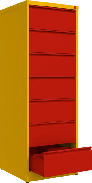 Metallist kartoteegikapp Archive, 1748x608x633 mm, B5-formaadile – kollane / punane