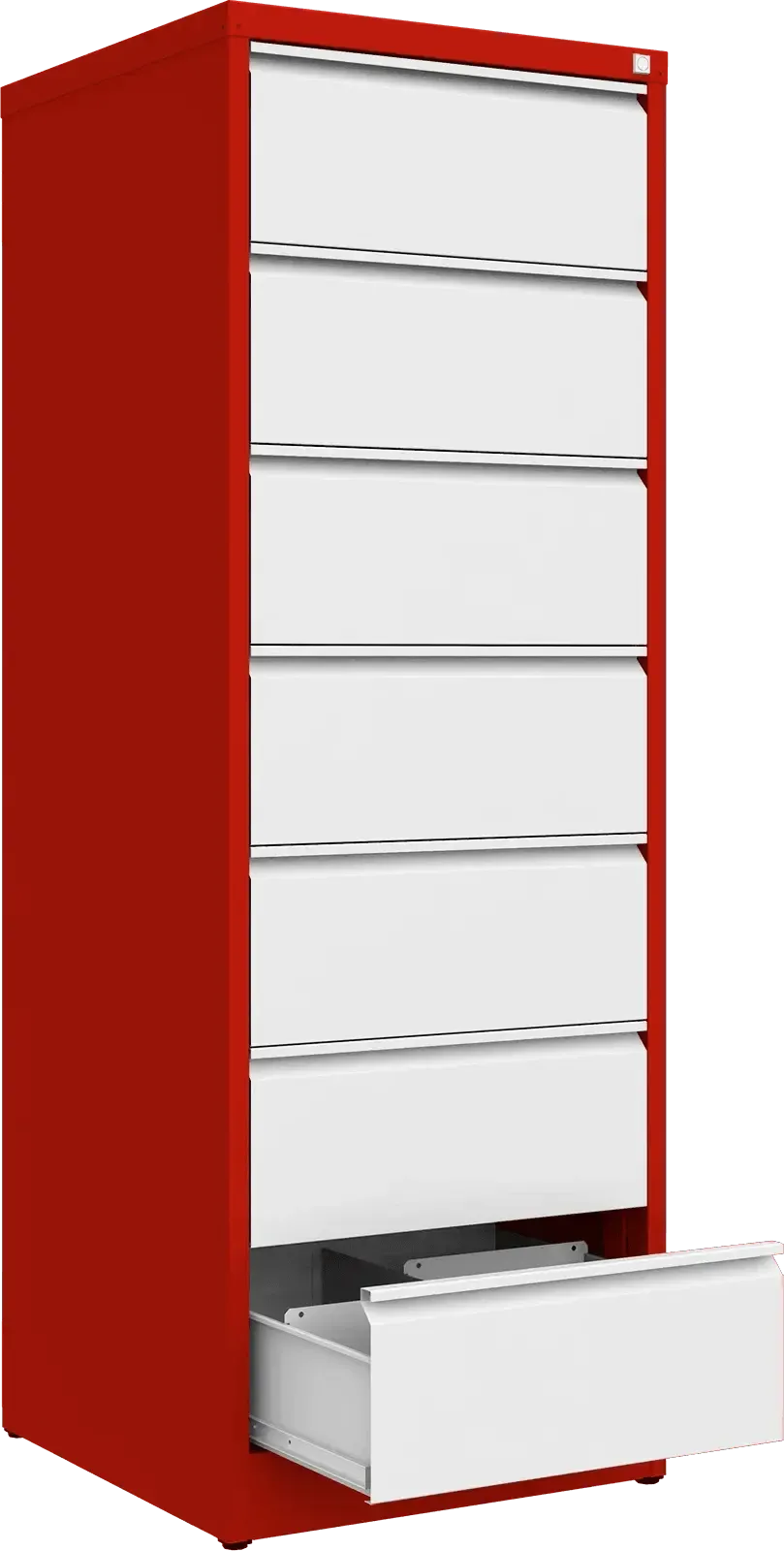 Metallist kartoteegikapp Archive, 1748x608x633 mm, B5-formaadile – punane / valge