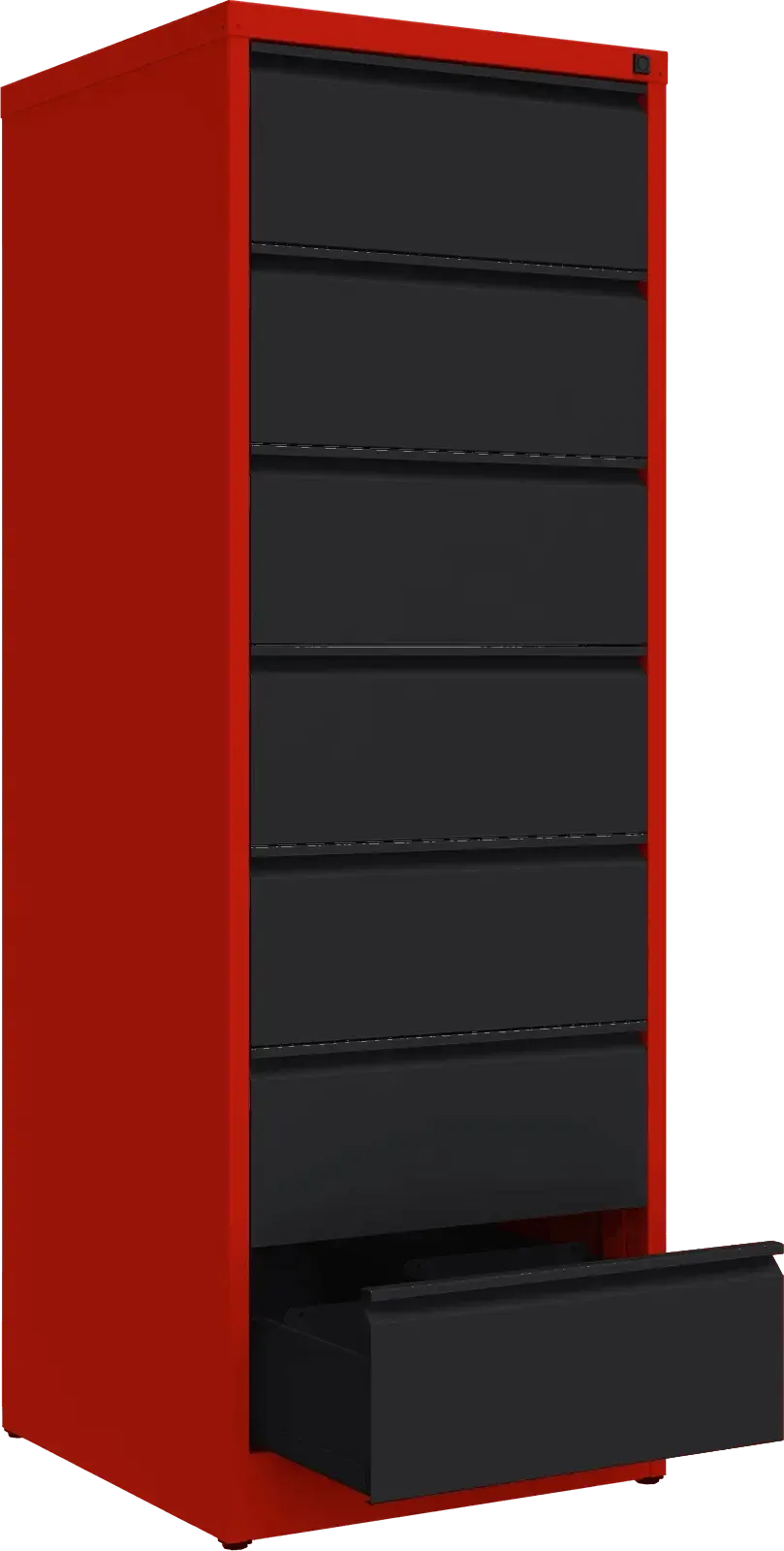 Metallist kartoteegikapp Archive, 1748x608x633 mm, B5-formaadile – punane / must