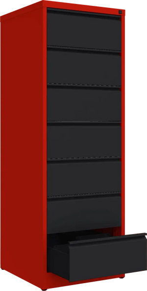 Metallist kartoteegikapp Archive, 1748x608x633 mm, B5-formaadile – punane / must