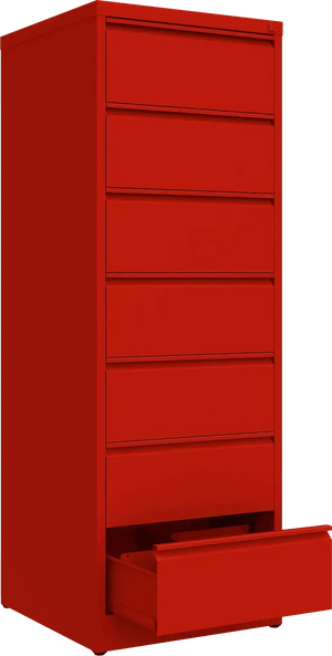 Metallist kartoteegikapp Archive, 1748x608x633 mm, B5-formaadile – punane / punane