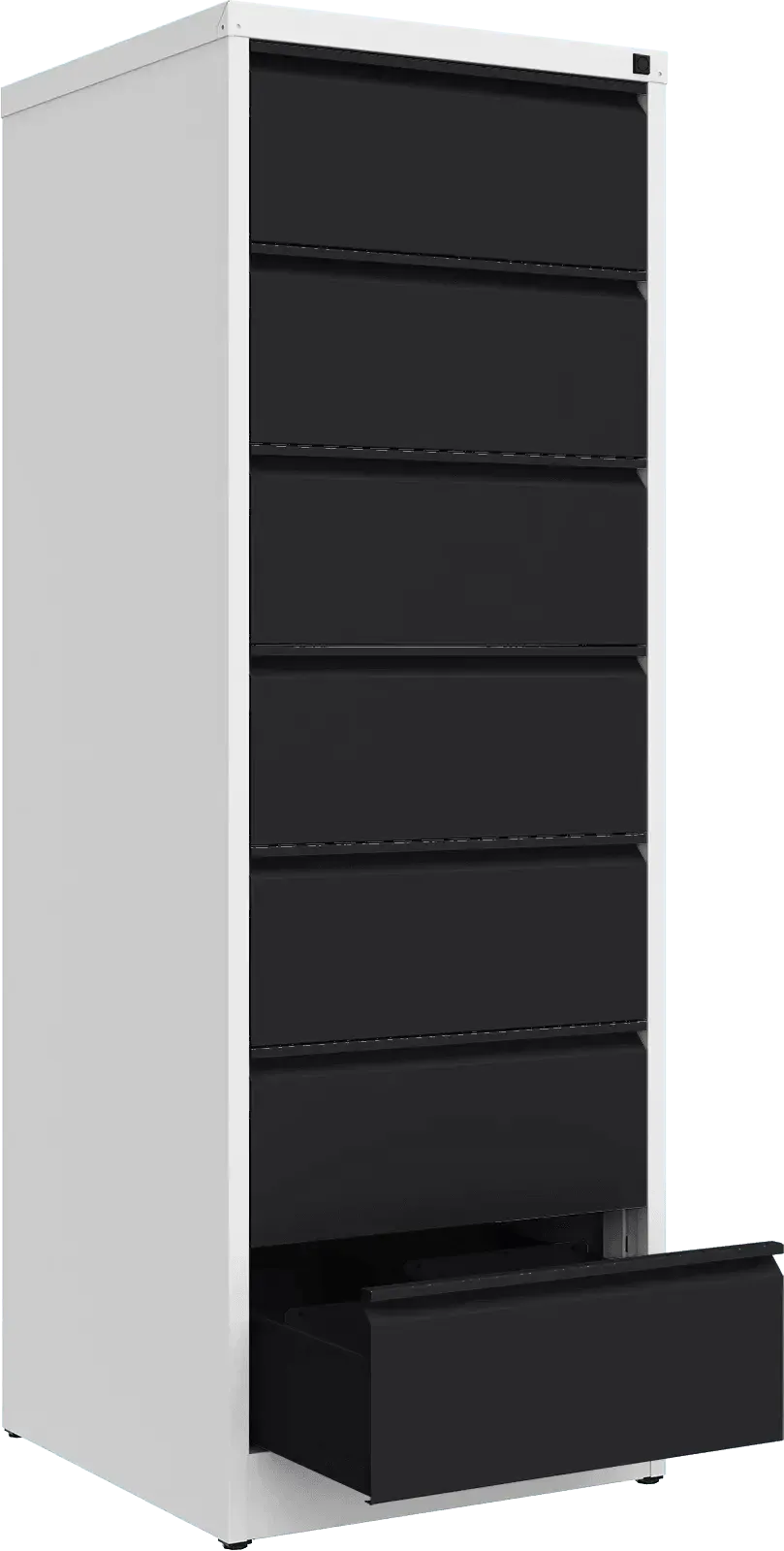 Metallist kartoteegikapp Archive, 1748x608x633 mm, B5-formaadile – valge / must
