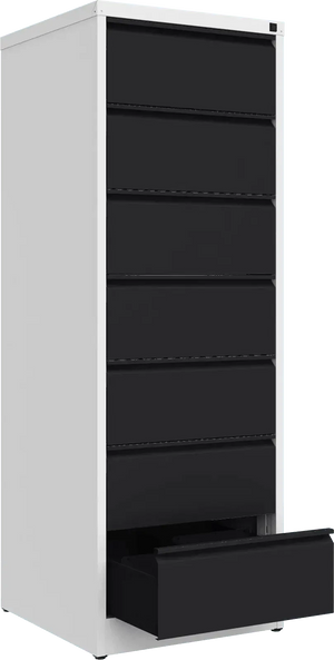Metallist kartoteegikapp Archive, 1748x608x633 mm, B5-formaadile – valge / must