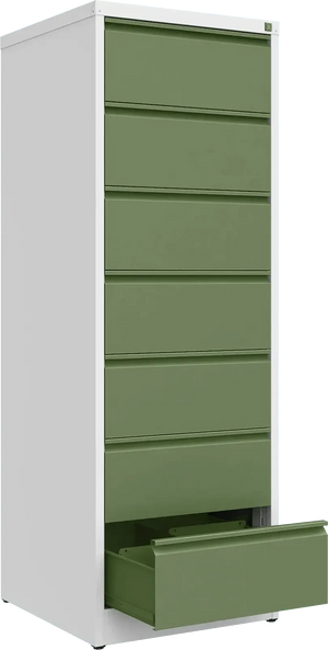 Metallist kartoteegikapp Archive, 1748x608x633 mm, B5-formaadile – valge / roheline