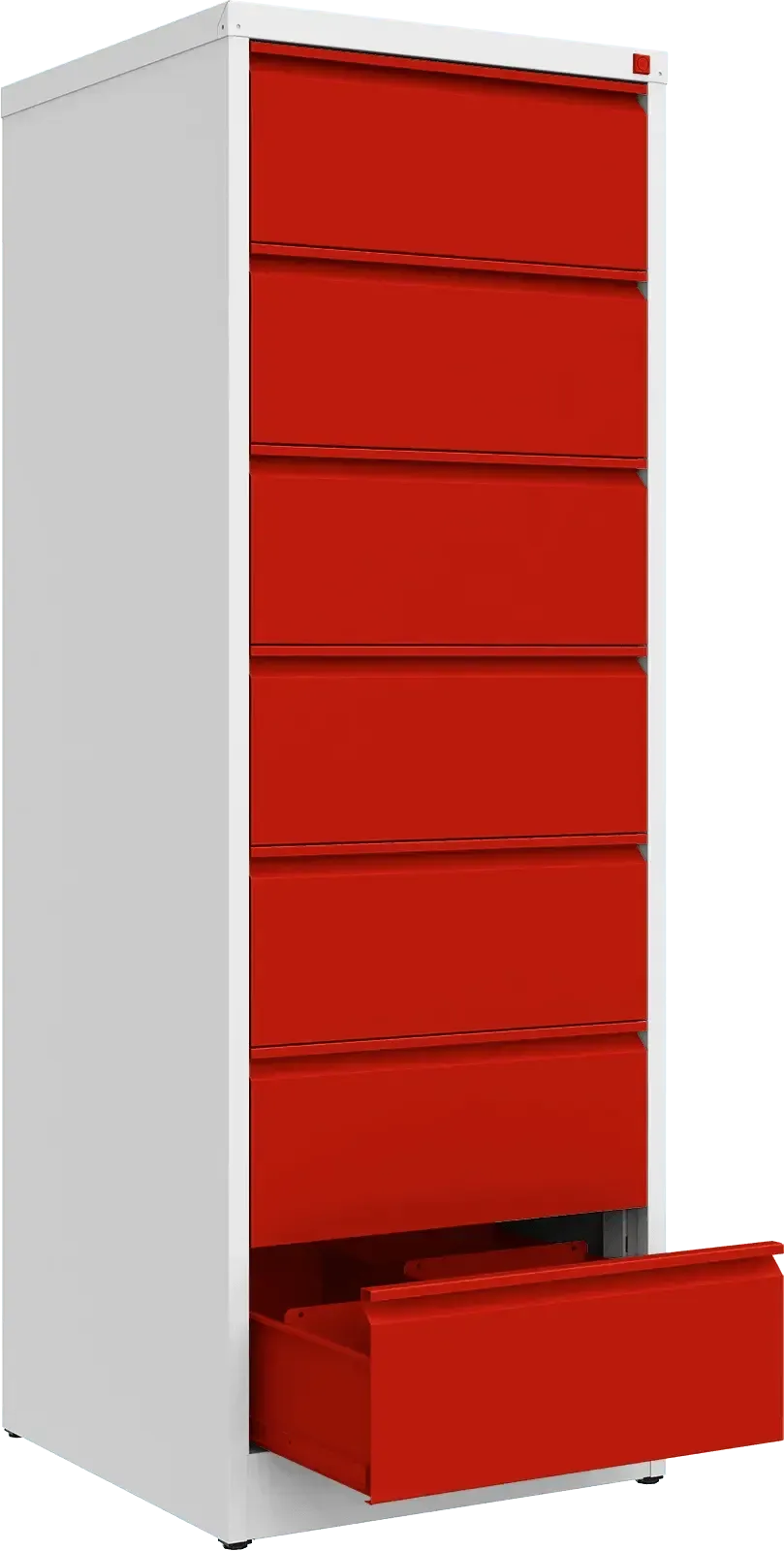 Metallist kartoteegikapp Archive, 1748x608x633 mm, B5-formaadile – valge / punane