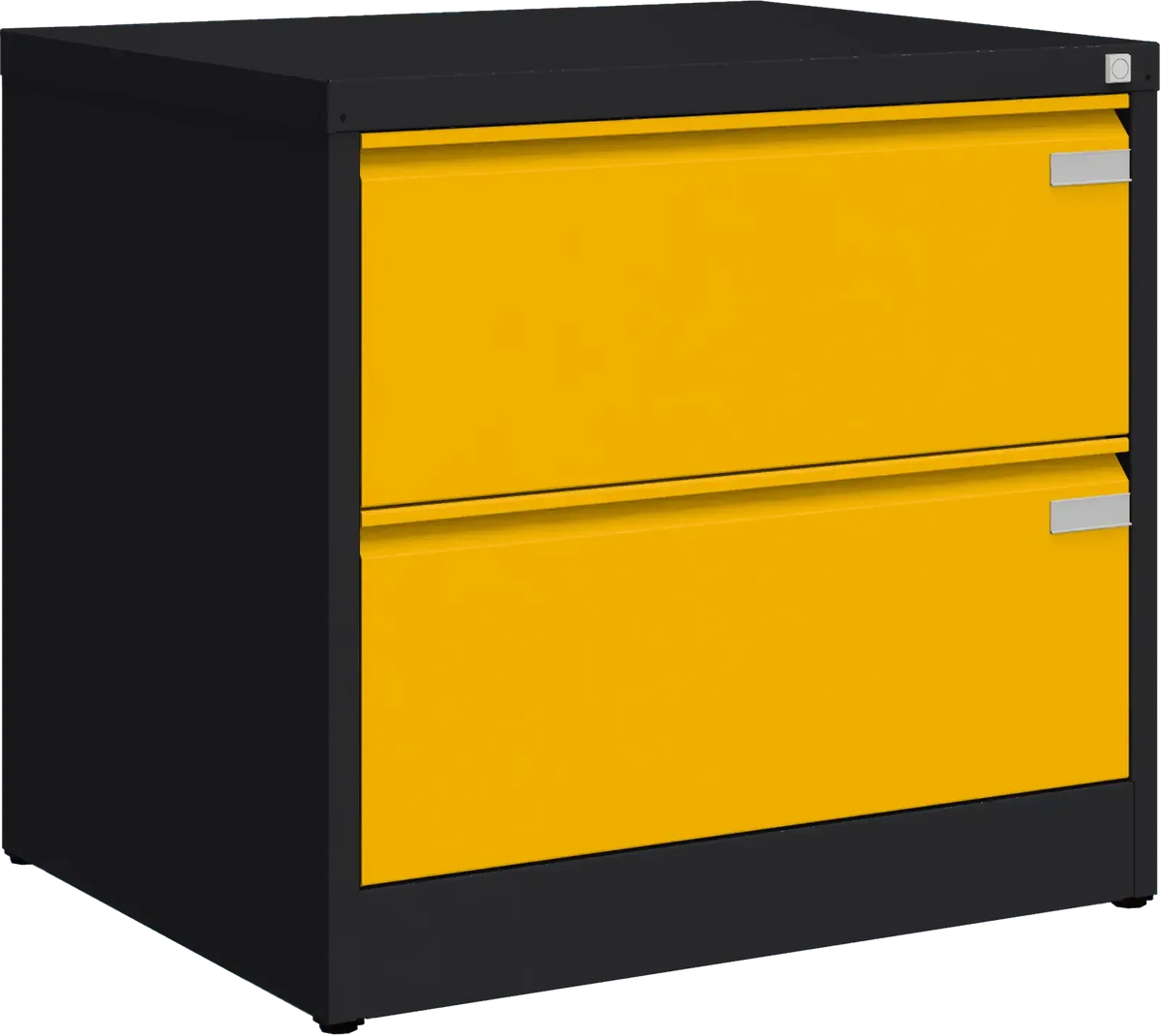 Metallist kartoteegikapp Archive, 721x775x633 mm, A4-formaadile – must / kollane