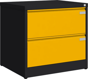 Metallist kartoteegikapp Archive, 721x775x633 mm, A4-formaadile – must / kollane