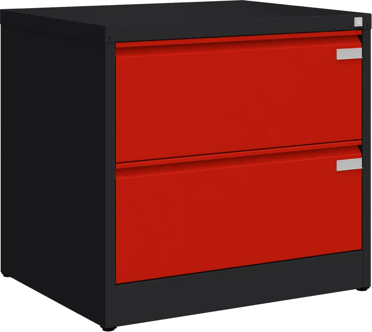 Metallist kartoteegikapp Archive, 721x775x633 mm, A4-formaadile – must / punane