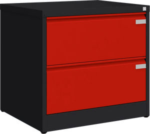 Metallist kartoteegikapp Archive, 721x775x633 mm, A4-formaadile – must / punane
