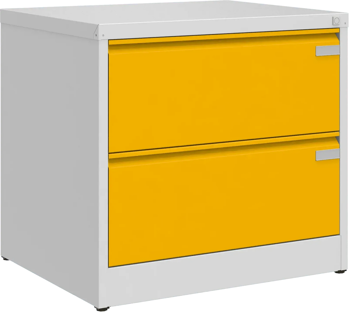 Metallist kartoteegikapp Archive, 721x775x633 mm, A4-formaadile – helehall / kollane
