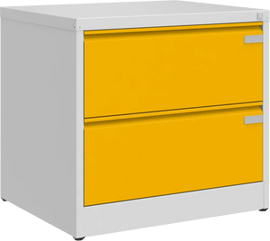 Metallist kartoteegikapp Archive, 721x775x633 mm, A4-formaadile – helehall / kollane