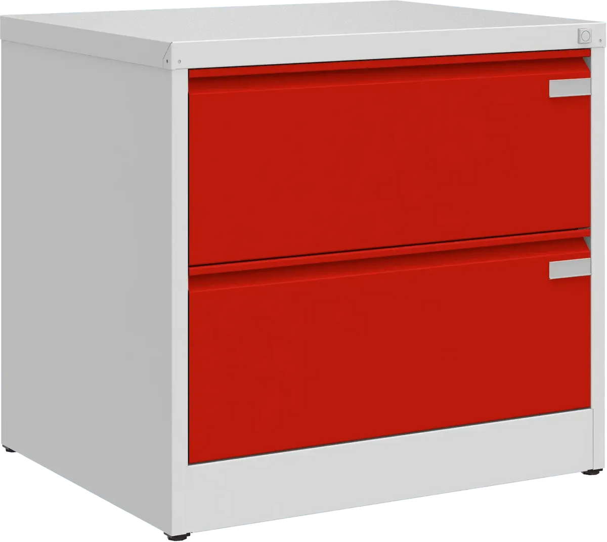 Metallist kartoteegikapp Archive, 721x775x633 mm, A4-formaadile – helehall / punane