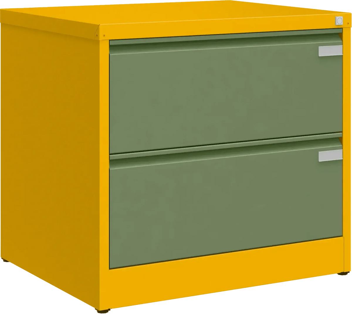 Metallist kartoteegikapp Archive, 721x775x633 mm, A4-formaadile – kollane / roheline