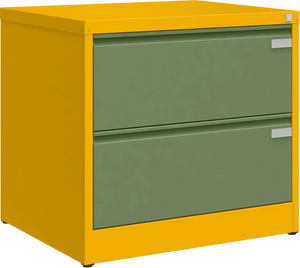 Metallist kartoteegikapp Archive, 721x775x633 mm, A4-formaadile – kollane / roheline