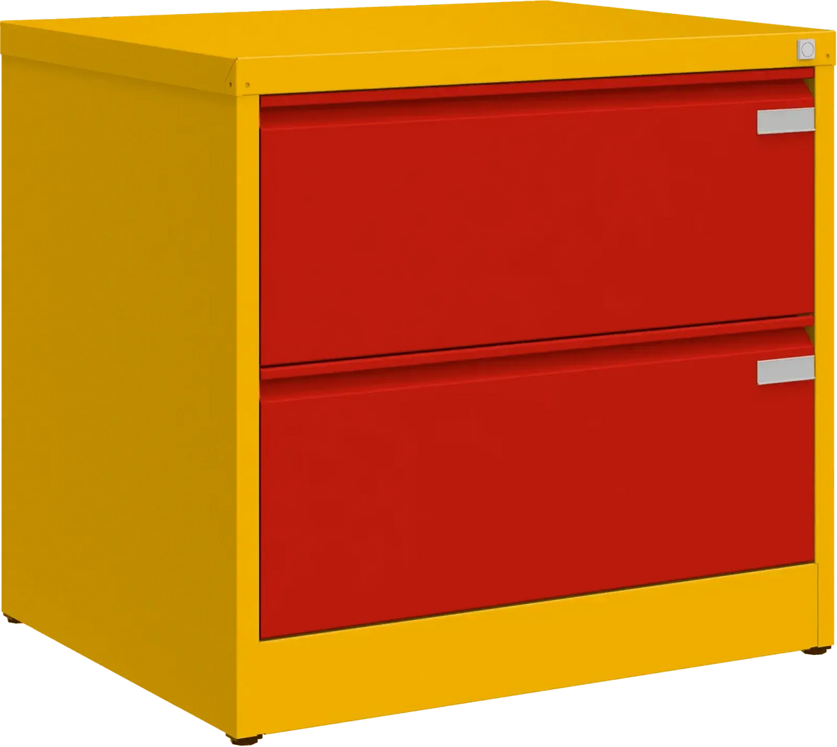 Metallist kartoteegikapp Archive, 721x775x633 mm, A4-formaadile – kollane / punane