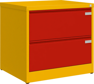 Metallist kartoteegikapp Archive, 721x775x633 mm, A4-formaadile – kollane / punane
