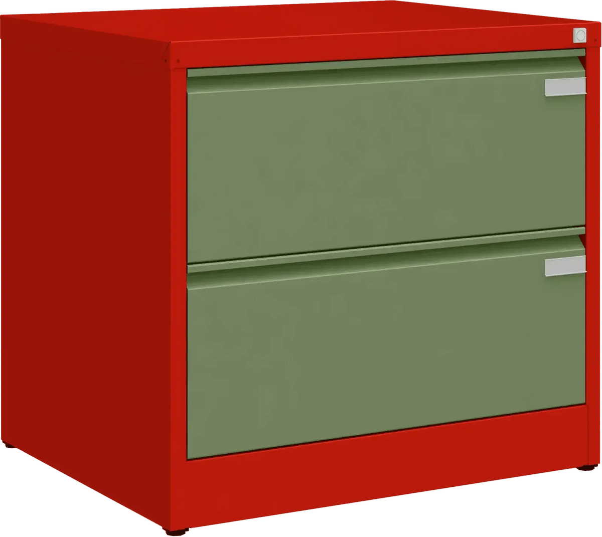 Metallist kartoteegikapp Archive, 721x775x633 mm, A4-formaadile – punane / roheline