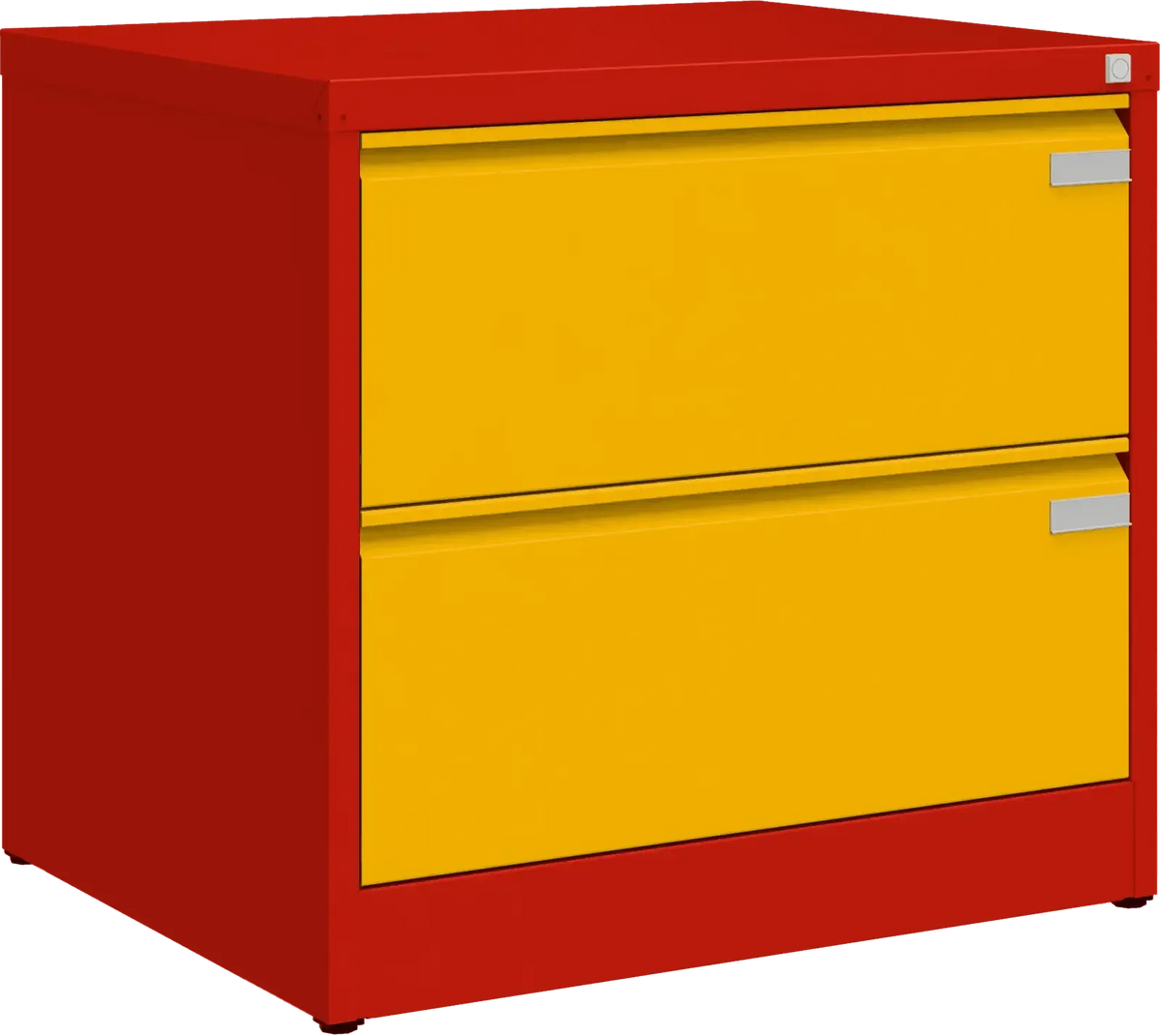 Metallist kartoteegikapp Archive, 721x775x633 mm, A4-formaadile – punane / kollane