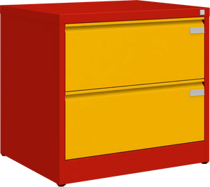 Metallist kartoteegikapp Archive, 721x775x633 mm, A4-formaadile – punane / kollane