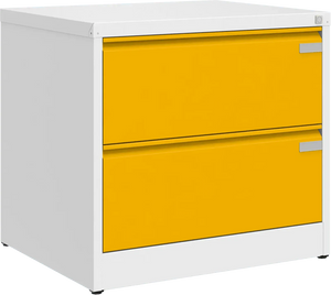 Metallist kartoteegikapp Archive, 721x775x633 mm, A4-formaadile – valge / kollane
