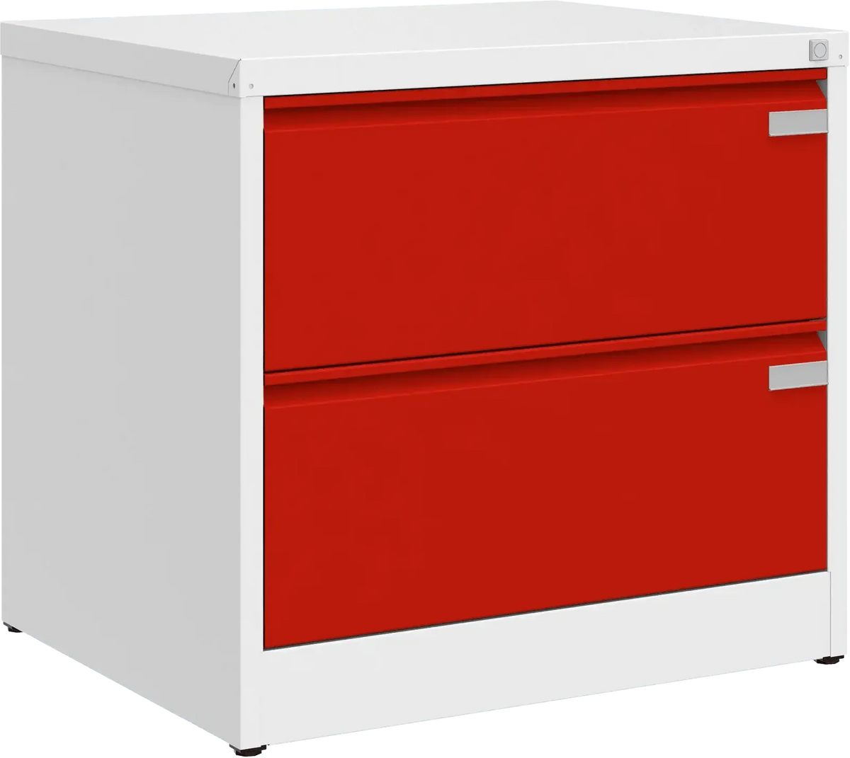 Metallist kartoteegikapp Archive, 721x775x633 mm, A4-formaadile – valge / punane