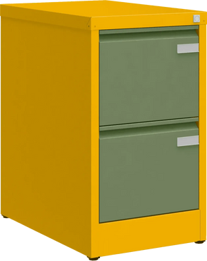Metallist kartoteegikapp Archive, 722x415x633 mm, A4-formaadile – kollane / roheline