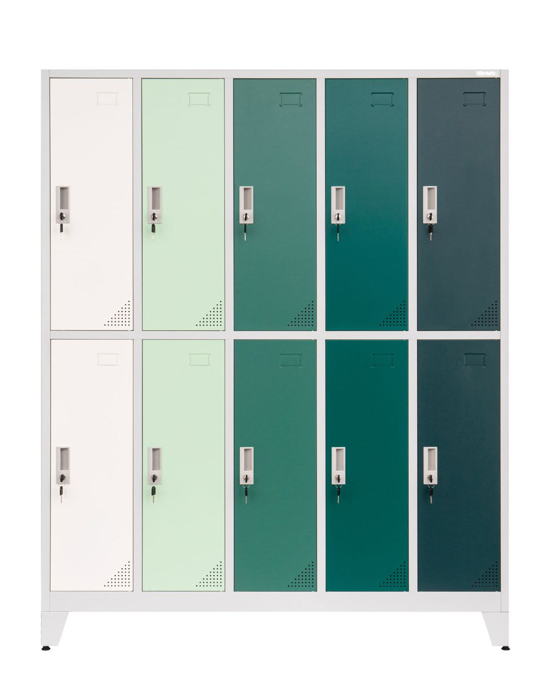 Metallist garderoobikapp Oxford Green, 10 sektsiooni