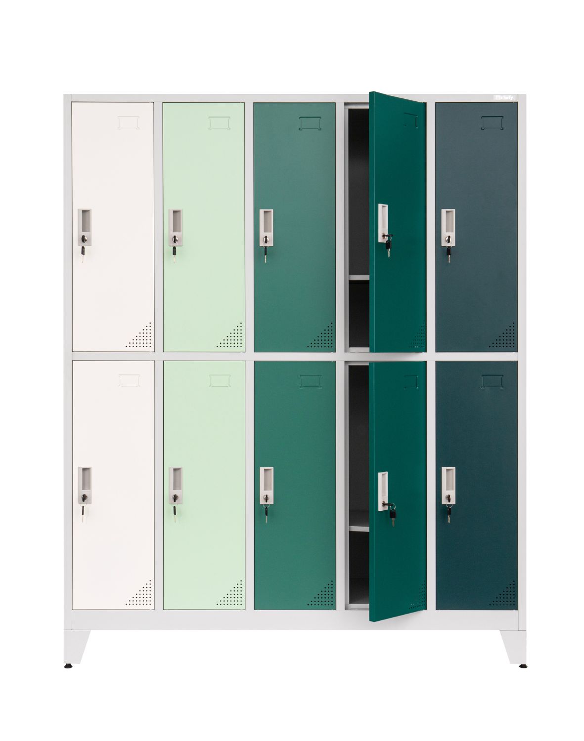Metallist garderoobikapp Oxford Green, 10 sektsiooni