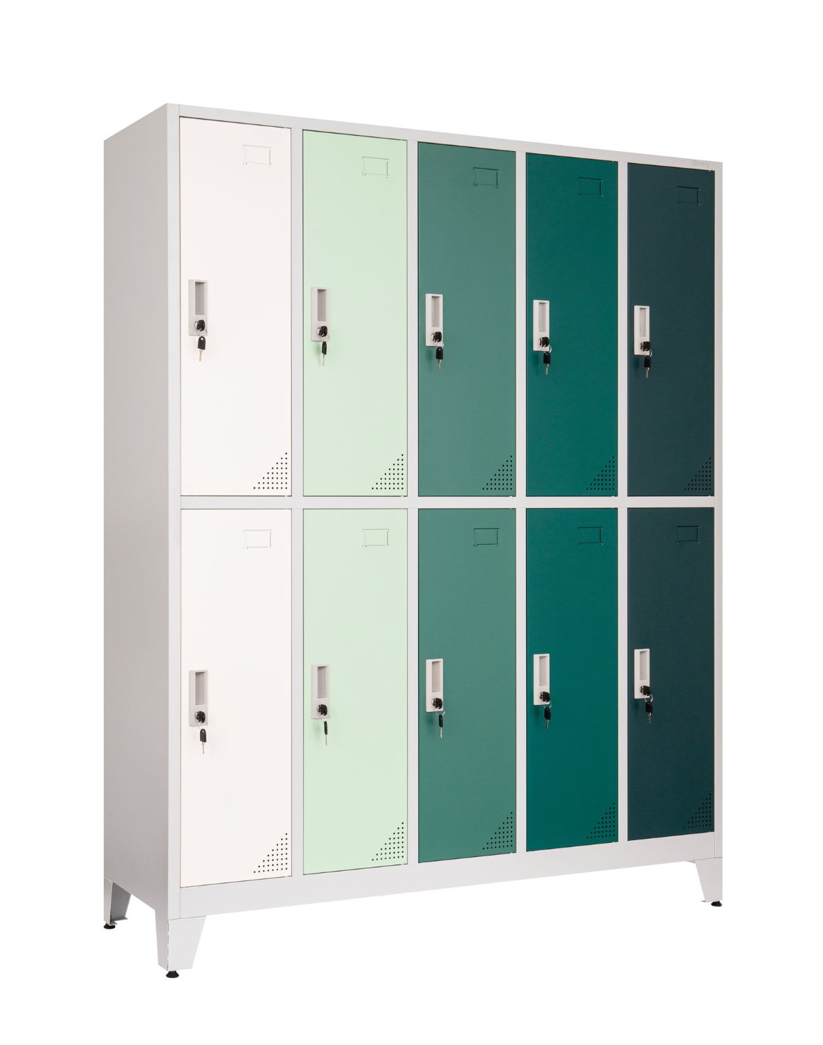 Metallist garderoobikapp Oxford Green, 10 sektsiooni