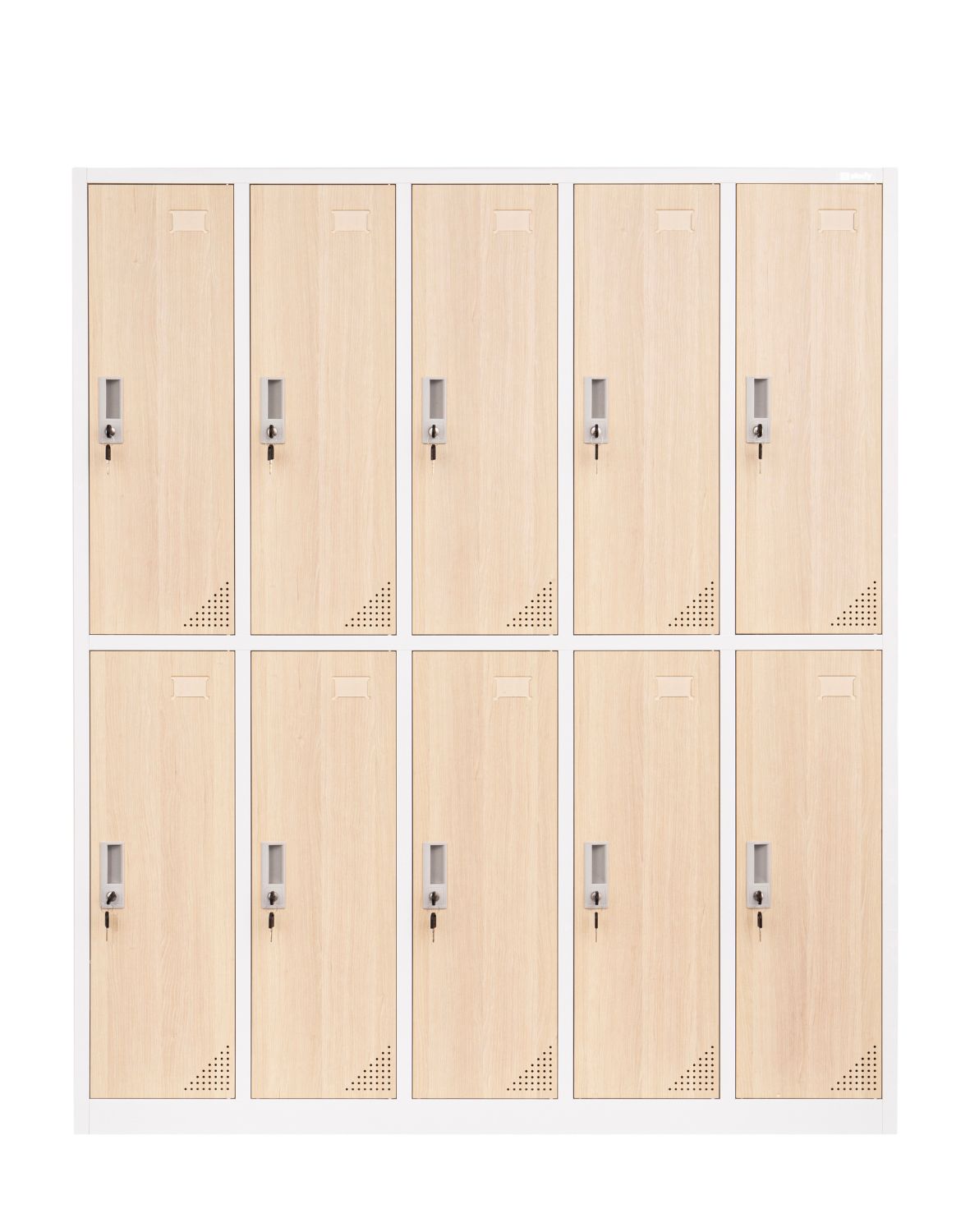 Metallist garderoobikapp Oxford Wood, 10 lahtrit
