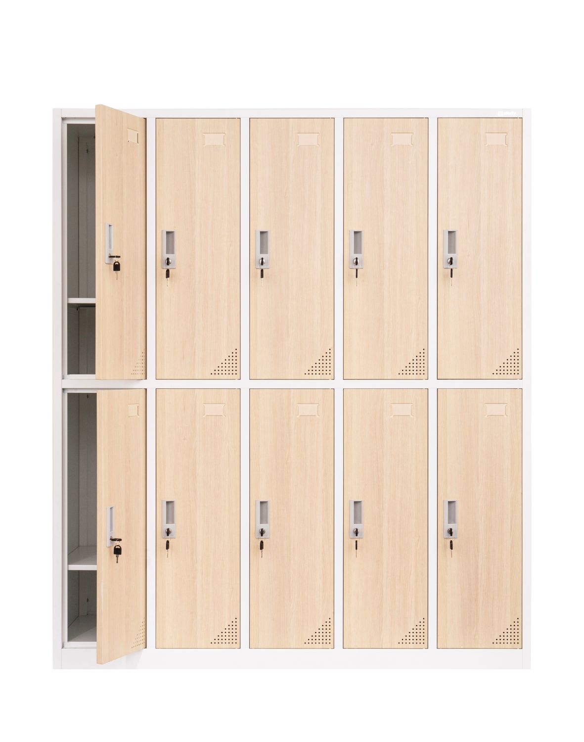 Metallist garderoobikapp Oxford Wood, 10 lahtrit