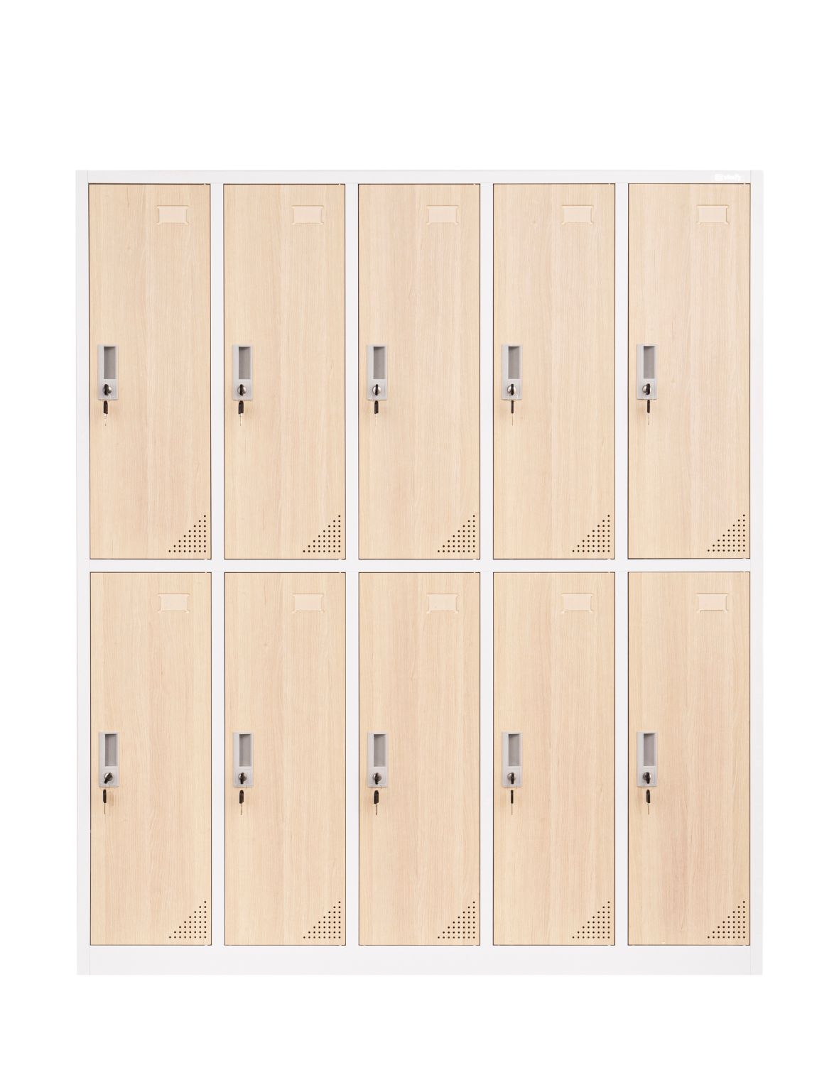 Metallist garderoobikapp Oxford Wood, 10 lahtrit