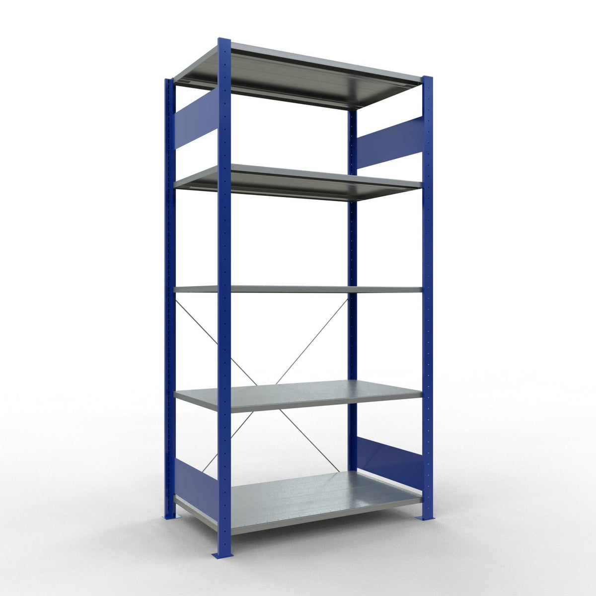 Metallist riiul Schulte Multiplus 2000 mm x1000 mm pistikühendusega – 600 / 150 / sinine/hall