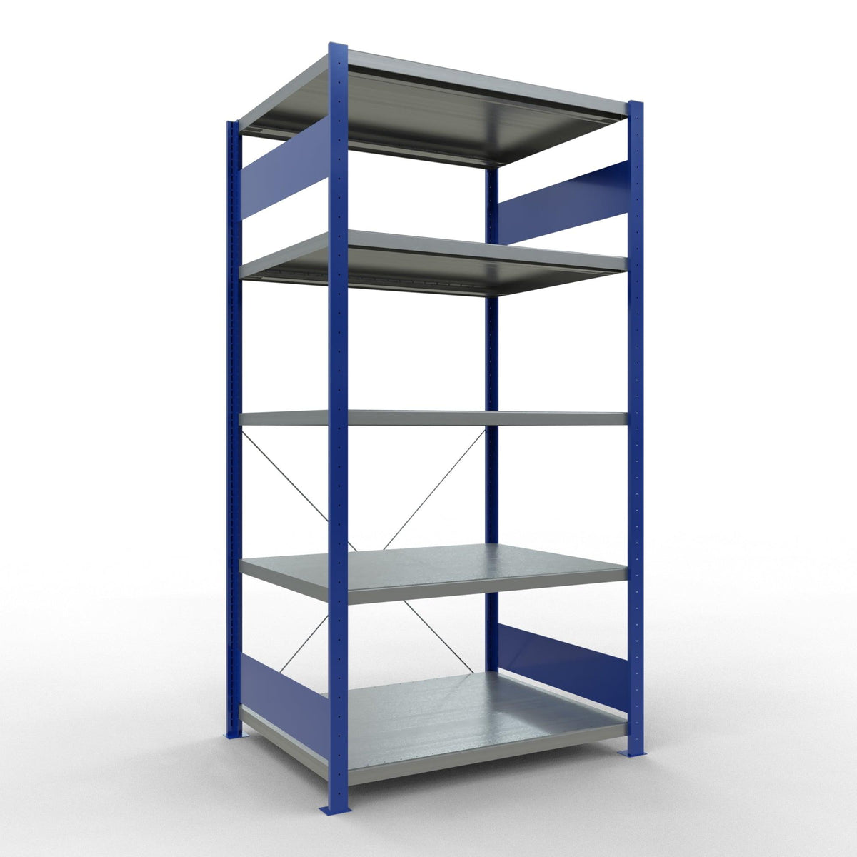 Metallist riiul Schulte Multiplus 2000 mm x1000 mm pistikühendusega – 800 / 250 / sinine/hall