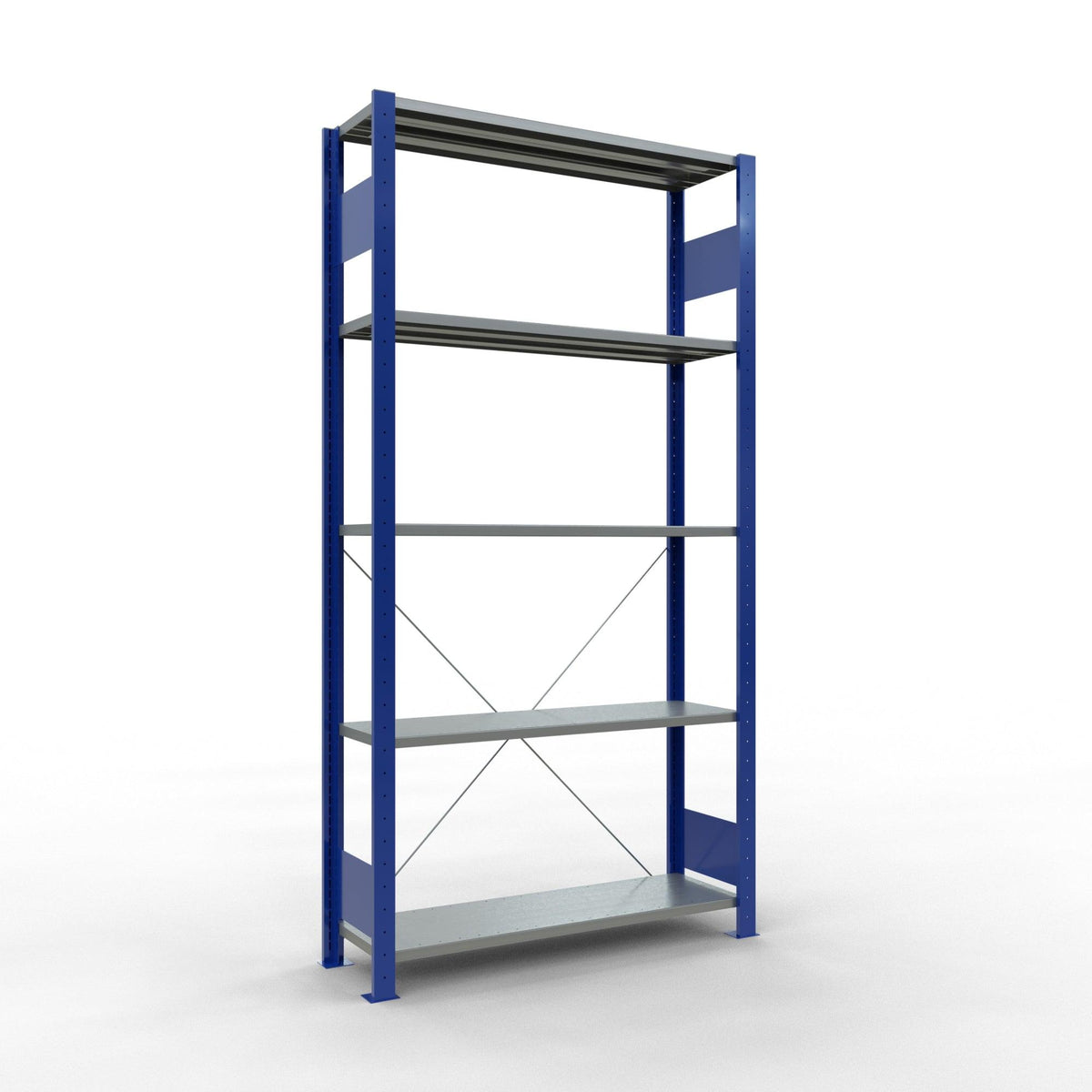 Metallist riiul Schulte Multiplus 2000 mm x1000 mm pistikühendusega – 300 / 85 / sinine/hall