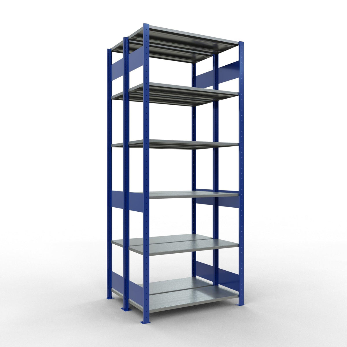 Metallriiul Schulte Multiplus 2500 mm x1000 mm, kahepoolne plug-in x2 – 2 x 400 / 150 / sinine/hall