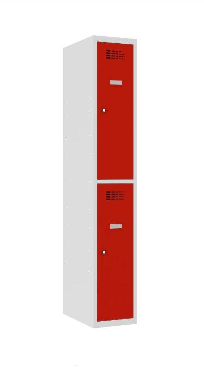 Metallkapp Classic 1R, 2 sektsiooni – helehall / punane