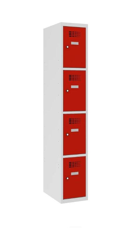 Metallkapp Classic 1R, 4 sektsiooni – helehall / punane
