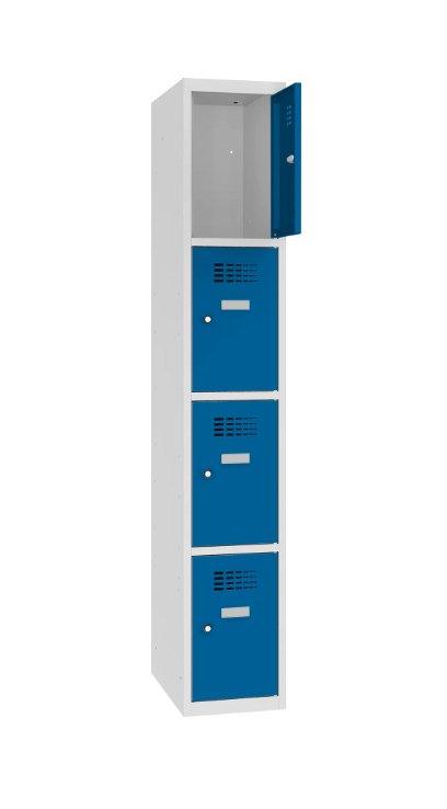 Metallkapp Classic 1R, 4 sektsiooni – helehall / sinine