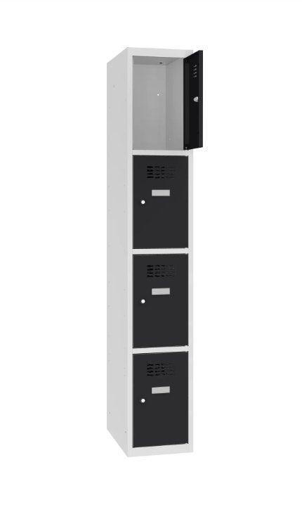 Metallkapp Classic 1R, 4 sektsiooni – helehall / must