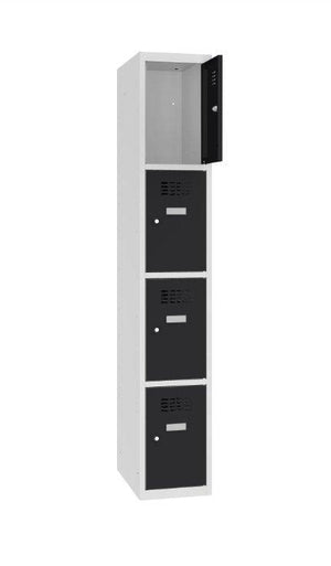 Metallkapp Classic 1R, 4 sektsiooni – helehall / must