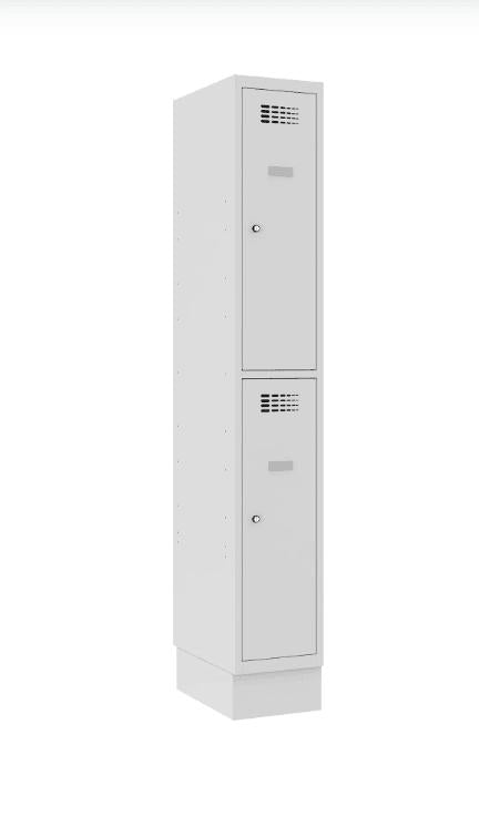Metallkapp Classic 1R sokliga, 2 sektsiooni – helehall / helehall
